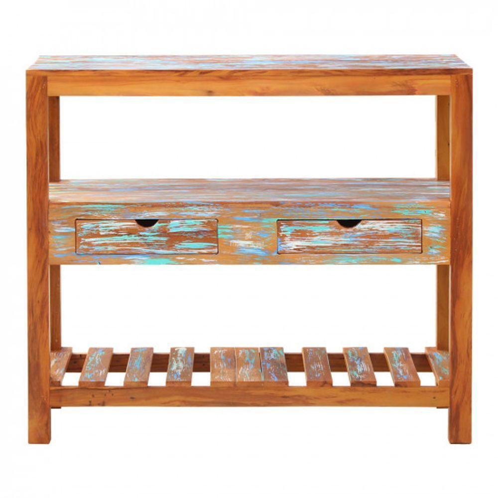 Aparador Ilha 1m 2 Gavetas Madeira Maciça Pátina - 3