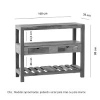 Aparador Ilha 1m 2 Gavetas Madeira Maciça Pátina - 2