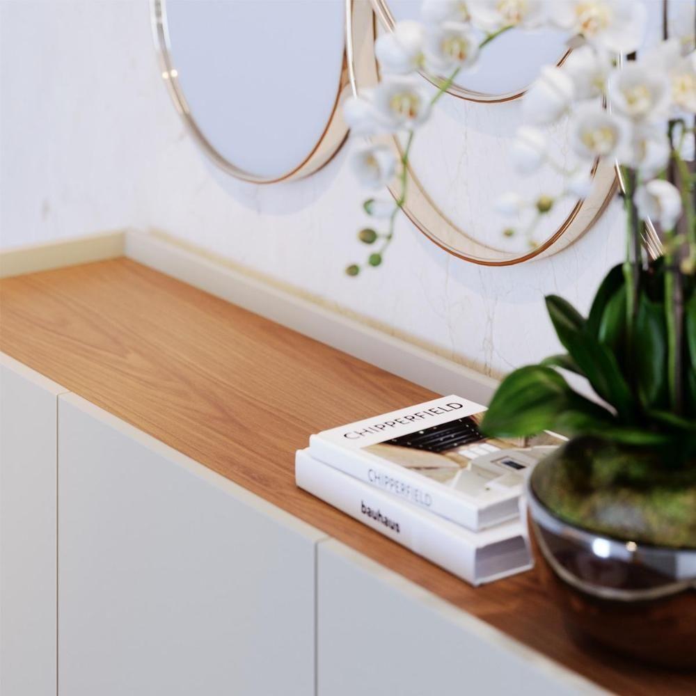 Buffet 3 Portas Detalhe Ripado Jurerê Off White Matte Freijó - 4