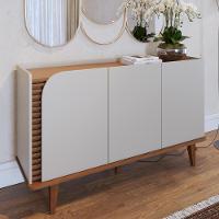 Buffet 3 Portas Detalhe Ripado Jurerê Off White Matte Freijó - 1