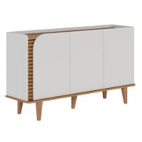 Buffet 3 Portas Detalhe Ripado Jurerê Off White Matte Freijó - 2