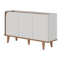 Buffet 3 Portas Detalhe Ripado Jurerê Off White Matte Freijó - 6