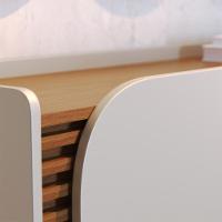 Buffet 3 Portas Detalhe Ripado Jurerê Off White Matte Freijó - 7