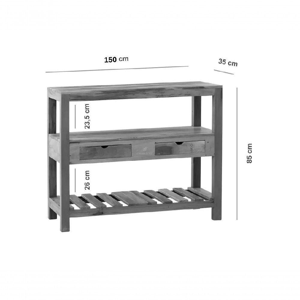 Aparador Ilha 1,5 M Madeira Maciça Pátina - 2