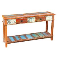 Aparador Tradicional 1,5m 2 Gavetas Em Madeira Maciça Com Pátina - 1