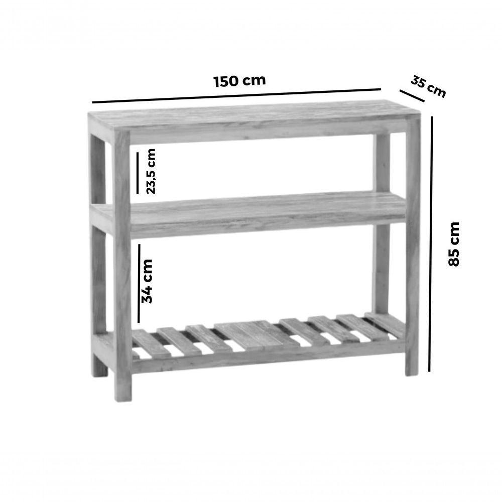 Aparador Ilha Bancada 1,5 M Madeira Maciça Pátina - 2
