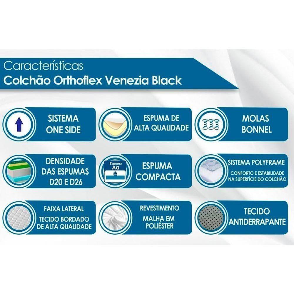 Colchão Casal Molas Bonnel  Venezia Black Euro Pillow (138x188x24) - Orthoflex - 4