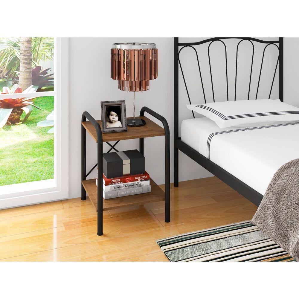 Mesa De Cabeceira Madri Com Prateleiras Para Quarto - 2