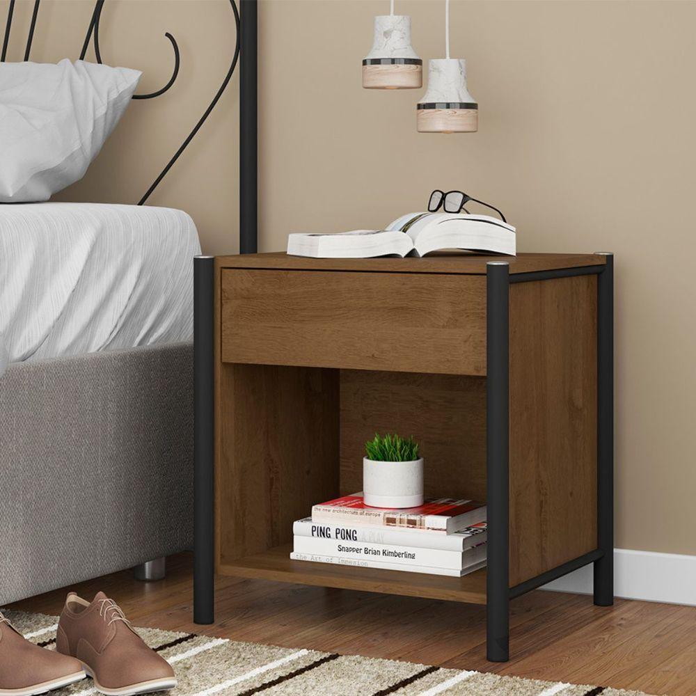 Mesa De Cabeceira Viena Para Quarto Com Gaveta - 3