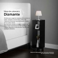Mesa De Cabeceira Preta Cama Solteiro Quarto Sala 20cm Com Rodízio - 3