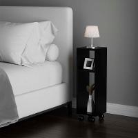 Mesa De Cabeceira Preta Cama Solteiro Quarto Sala 20cm Com Rodízio