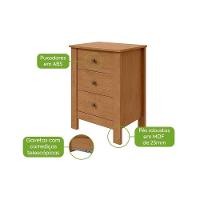 Mesa De Cabeceira 3 Gavetas Maggiore New - Lopas Amendoa Clean - 2