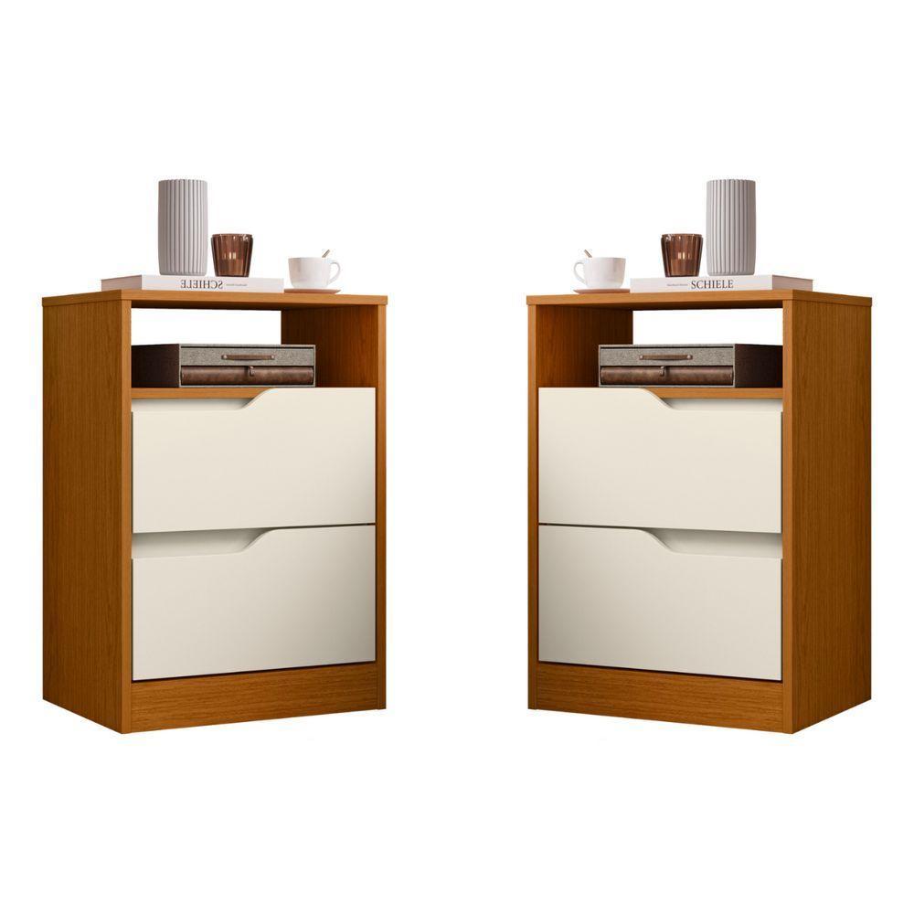 Conjunto Mesas De Cabeceira Flex Ampére Cinamomo Off White - 1