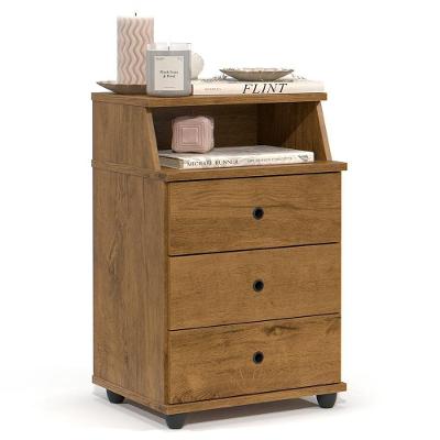 Mesa De Cabeceira Quarto Luxo New Com 3 Gavetas Freijo Freijo