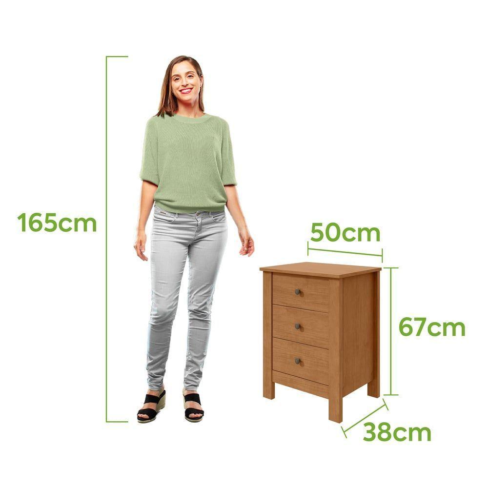 Mesa De Cabeceira 3 Gavetas Maggiore Amendoa Clean - 5