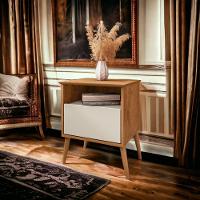 Mesa De Cabeceira Cancun Naturalle e Off White Bechara - 1