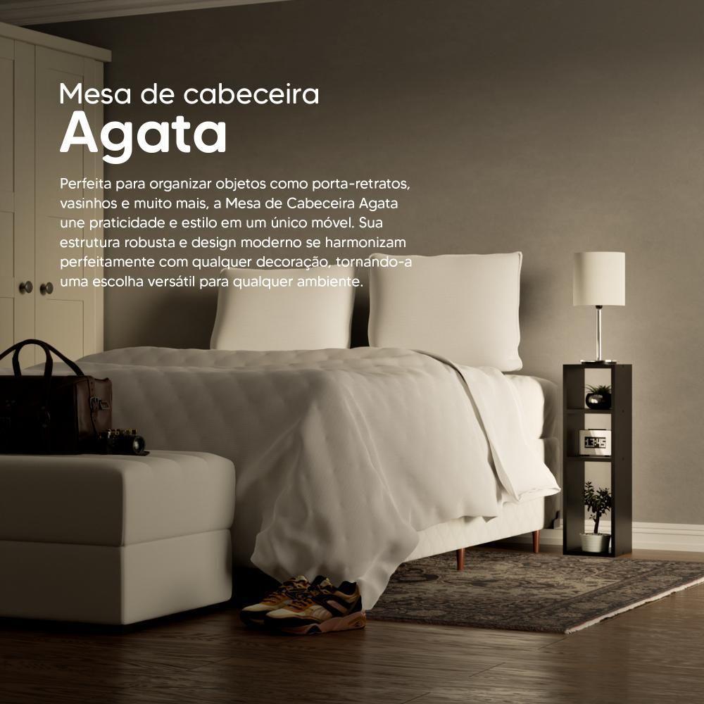 Mesa De Cabeceira Com Nichos Preto Cama Solteiro Quarto Sala 70cm - 4