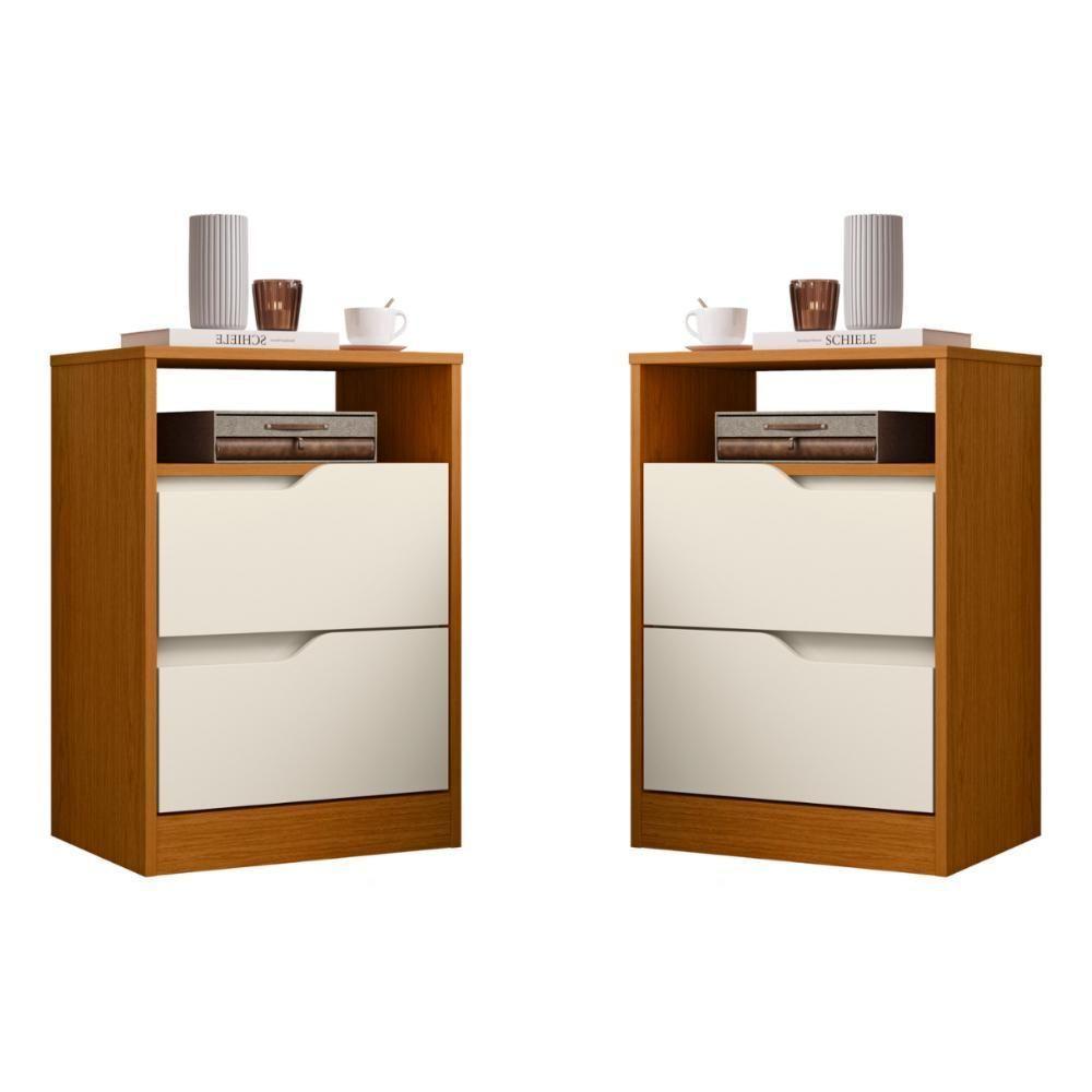 Jogo Mesas De Cabeceira Flex Bituruna Cinamomo Off White - 1