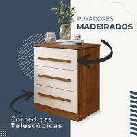 Conjunto 2 Mesas De Cabeceira Império 3 Gavetas Benetil Cinamomo Off White - 2