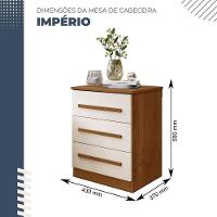 Conjunto 2 Mesas De Cabeceira Império 3 Gavetas Benetil Cinamomo Off White - 4