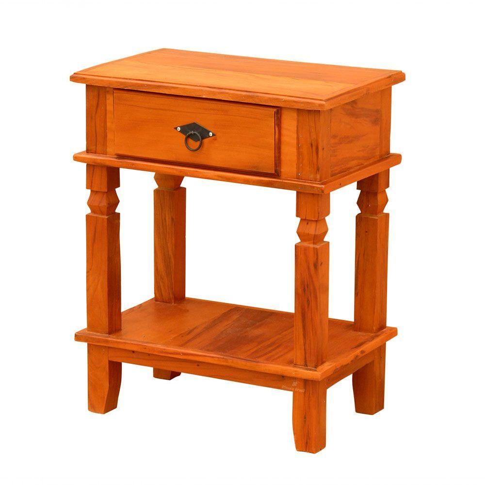 Mesa Cabeceira 55x35cm 1 Gaveta Madeira De Maciça Natural - 1