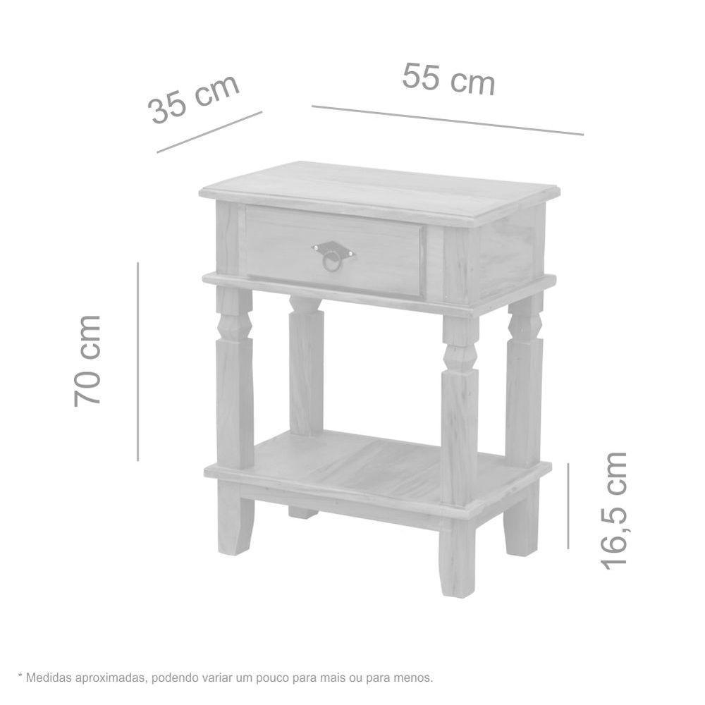 Mesa Cabeceira 55x35cm 1 Gaveta Madeira De Maciça Natural - 2