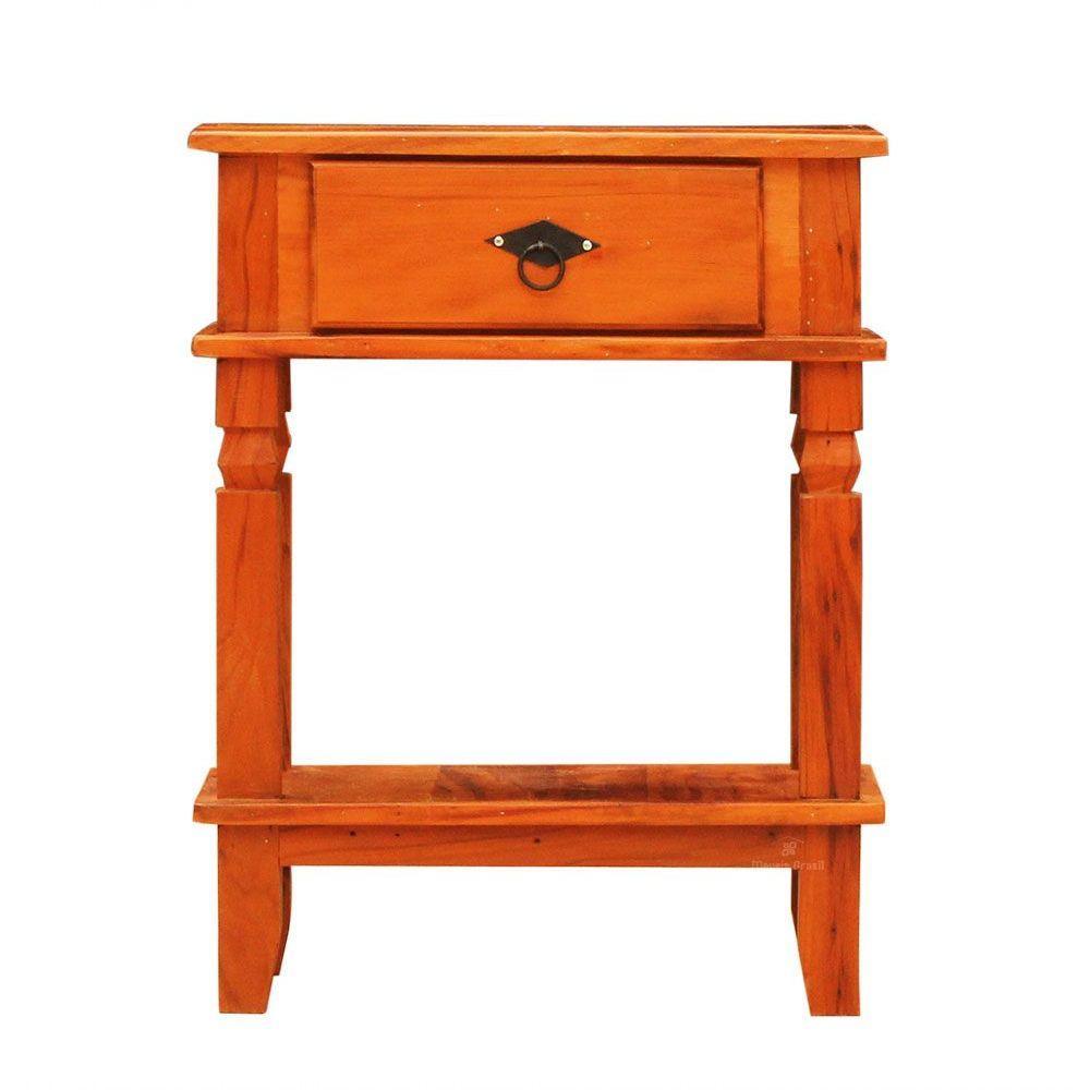 Mesa Cabeceira 55x35cm 1 Gaveta Madeira De Maciça Natural - 3