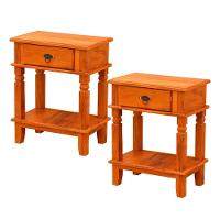 Kit 2 Mesa Cabeceira 55 X 35 Cm 1 Gaveta Madeira Maciça Natural - 1