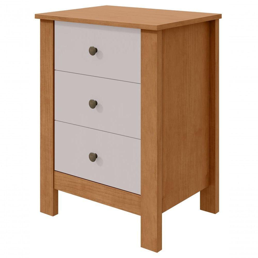 Mesa De Cabeceira 3 Gavetas Maggiore Amendoa Clean Off White. - 1