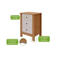Mesa De Cabeceira 3 Gavetas Maggiore Amendoa Clean Off White. - 2