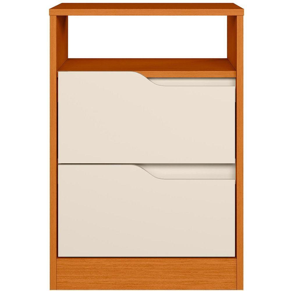 Kit 2 Mesas De Cabeceira 2 Gavetas Sara Flex Cinamomo-off White - 2