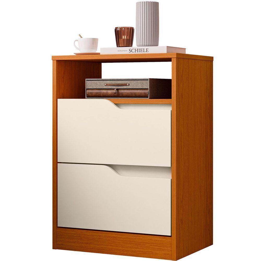 Kit 2 Mesas De Cabeceira 2 Gavetas Sara Flex Cinamomo-off White - 3