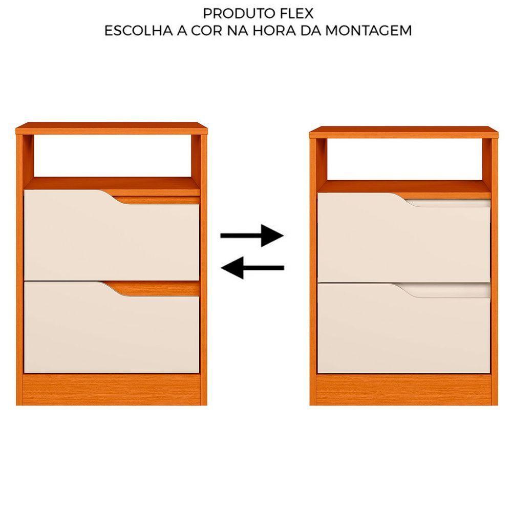 Kit 2 Mesas De Cabeceira 2 Gavetas Sara Flex Cinamomo-off White - 5