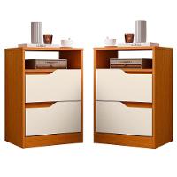 Kit 2 Mesas De Cabeceira 2 Gavetas Sara Flex Cinamomo-off White - 1