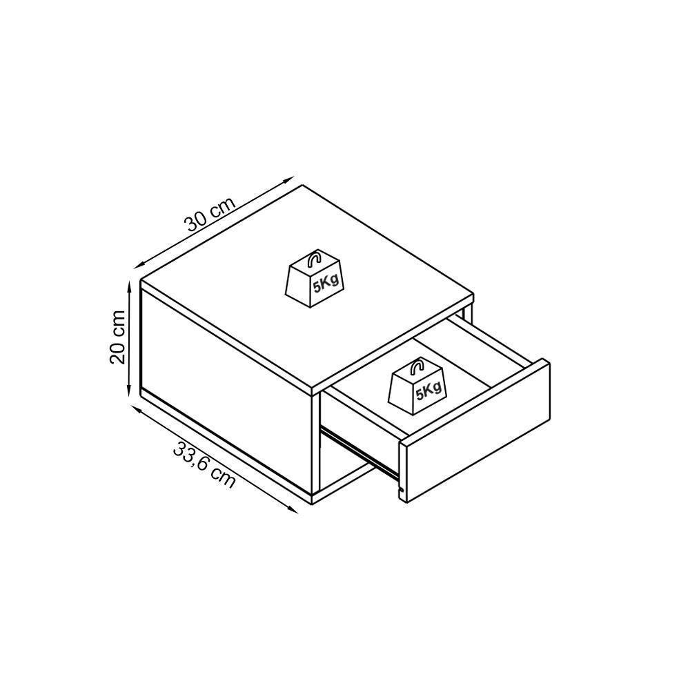 Mesa De Cabeceira Suspensa 1 Gaveta B87 Montana Branco Novam Montana Branco - 7