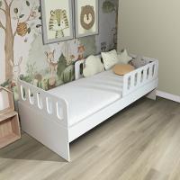 Cama Solteiro Com 02 Grades E Cabeceira Anatômica Branco Removíveis Branco Housin - 1