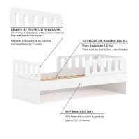 Cama Solteiro Com 02 Grades E Cabeceira Anatômica Branco Removíveis Branco Housin - 5