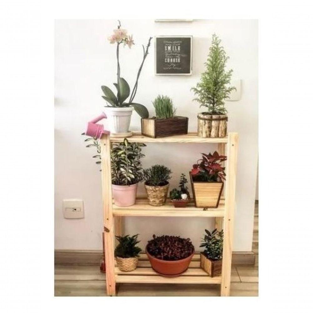 Expositor Multiuso De Madeira Pinus Cinco Prateleira - 5