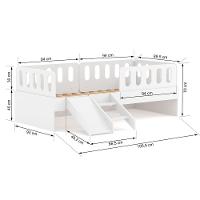 Cama Solteiro Com Escadinha/escorrega 03 Grades E Cabeceira Anatômica Removíveis Branco Housin - 5