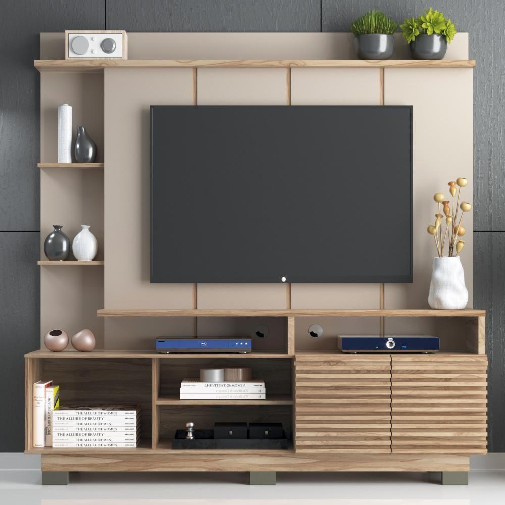 Home Para Tv 65 Polegadas 2portas Ho4200 Carvalho Oak Cristalo Decibal Carvalho Oak - 1