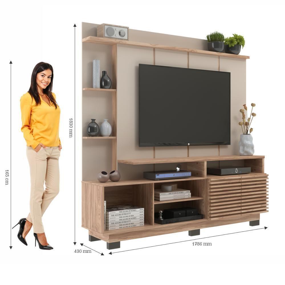 Home Para Tv 65 Polegadas 2portas Ho4200 Carvalho Oak Cristalo Decibal Carvalho Oak - 2