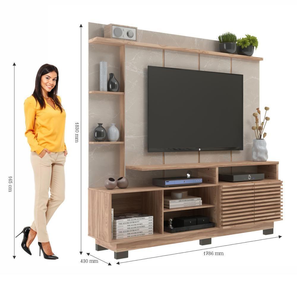 Home Para Tv 65 Polegadas 2portas Ho4200 Carvalho Oak Petra Decibal Carvalho Oak petra - 2