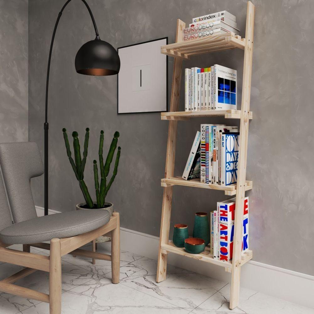 Estante De Livros Modelo Escada Com 4 Prateleiras Moderno - 3