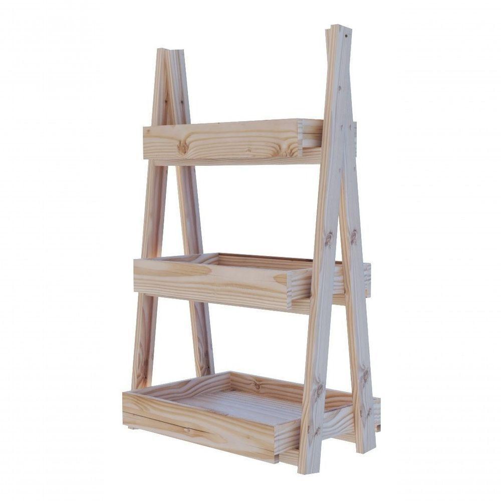 Organizador Estante Pinus 3 Prateleiras Madeira Com Nichos - 1