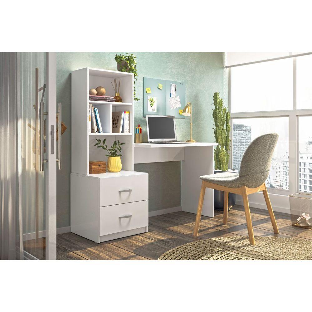 Escrivaninha Com Armário Livreiro Cristal Para Escritório - 2