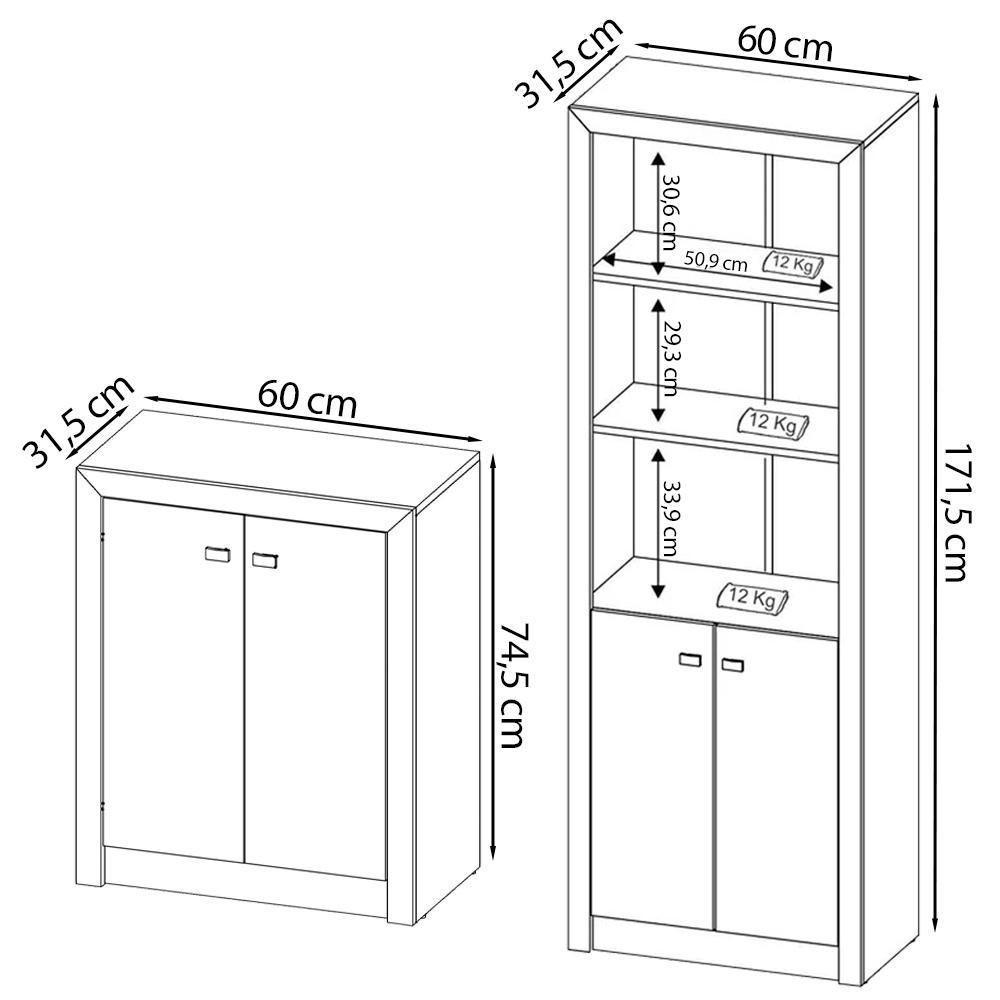 Escrivaninha Armario E Balcao Para Escritorio Branco Me41x69x03x10 Tecno Mobili Branco - 3