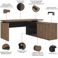 Mesa Para Escritório Home Office Em L 170x155cm Unik A02 Nogal Preto - 6