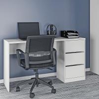 Mesa De Escritorio Phoenix Com 3 Gavetas Branco Fosco Branco Fosco - 3