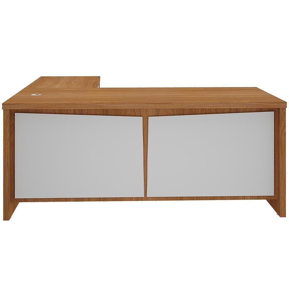 Mesa Para Escritório Em L 180x190cm 2 Portas E 3 Gavetas Unik A02 Freijó Branco - 6