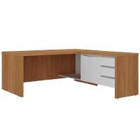Mesa Para Escritório Em L 180x190cm 2 Portas E 3 Gavetas Unik A02 Freijó Branco - 2